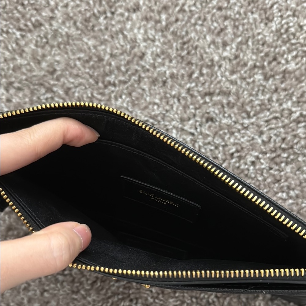 Yves Saint Laurent Black Clutch with Gold Accents - Picture 4 of 4